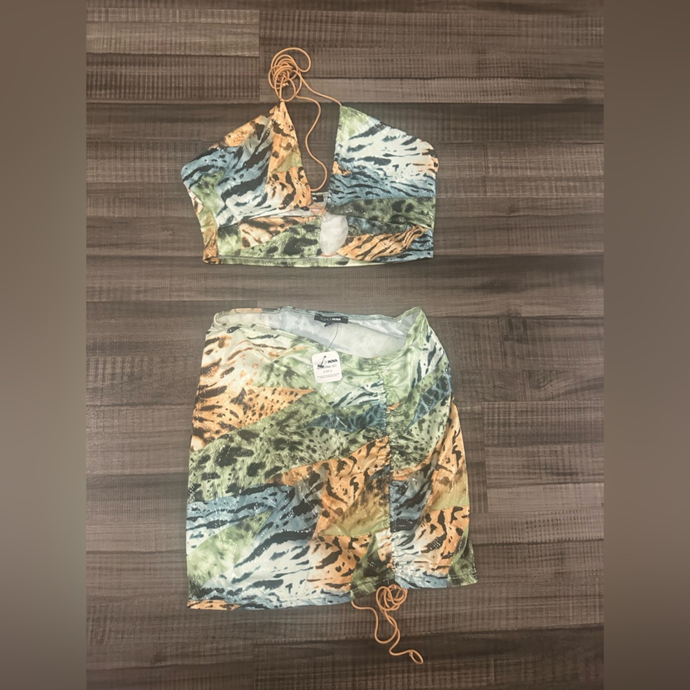 Multicolor Animal Print Two-Piece Set